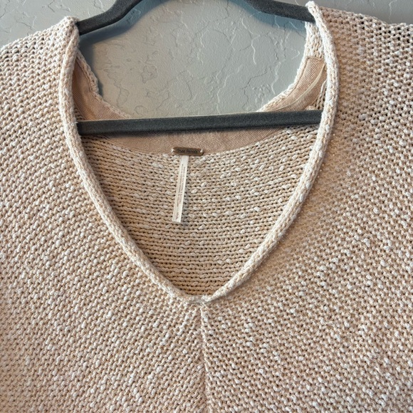 Free people marled bright lights open stitch sweater in beige color small - Picture 4 of 16